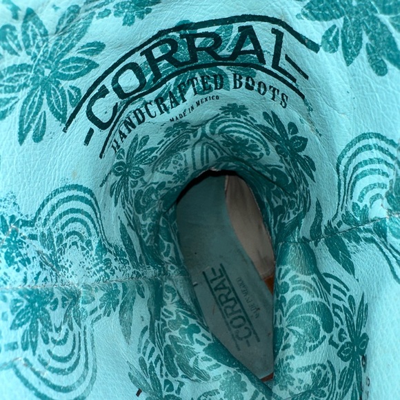 Corral Women’s Size 9.5M Glitter Inlay & Stud Taupe/Gold Square Toe Boots C3483 - Picture 6 of 13